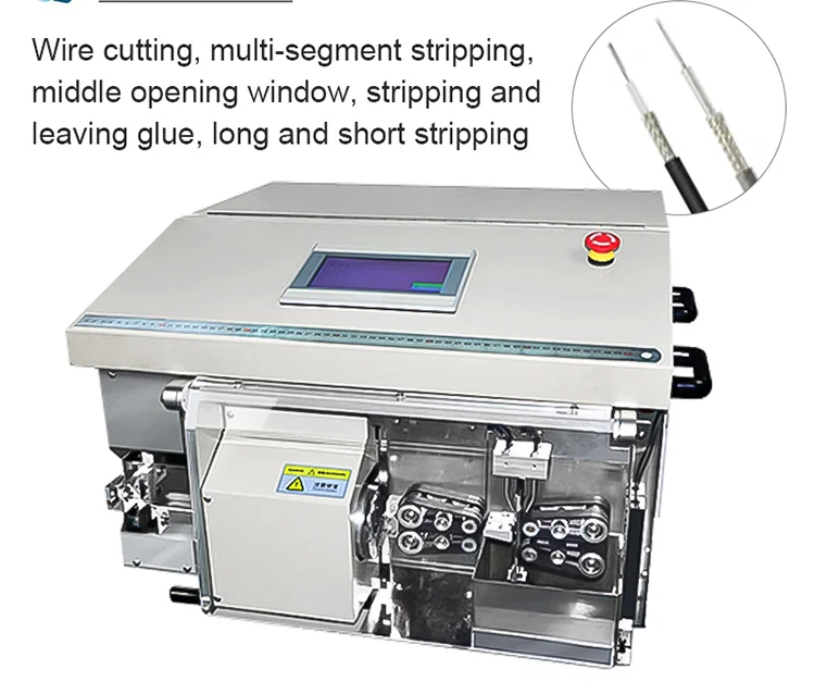 Macchina spelafili automatica per il taglio di cavi coassiali, Macchina spelacavi, Macchina spelafili coassiale, Macchina spelafili, Pelatrice per fili coassiali flessibili, Pelatrice per taglio a filo coassiale, Macchina spelafili automatica per cavi coassiali