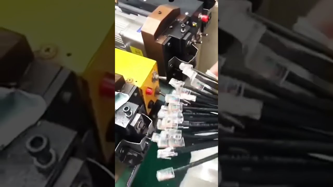 Video reale di crimpatura cavi di rete e connettori RJ-45 | Macchina automatica in azione #fabbrica #macchina
