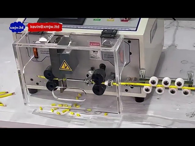 Macchina automatica per taglio e spelatura cavi in rame, completamente elettrica con touch screen universale