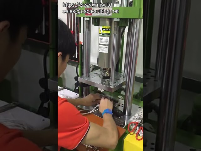Macchina per stampaggio a iniezione verticale per teste cavi USB e audio - Serraggio testa in plastica